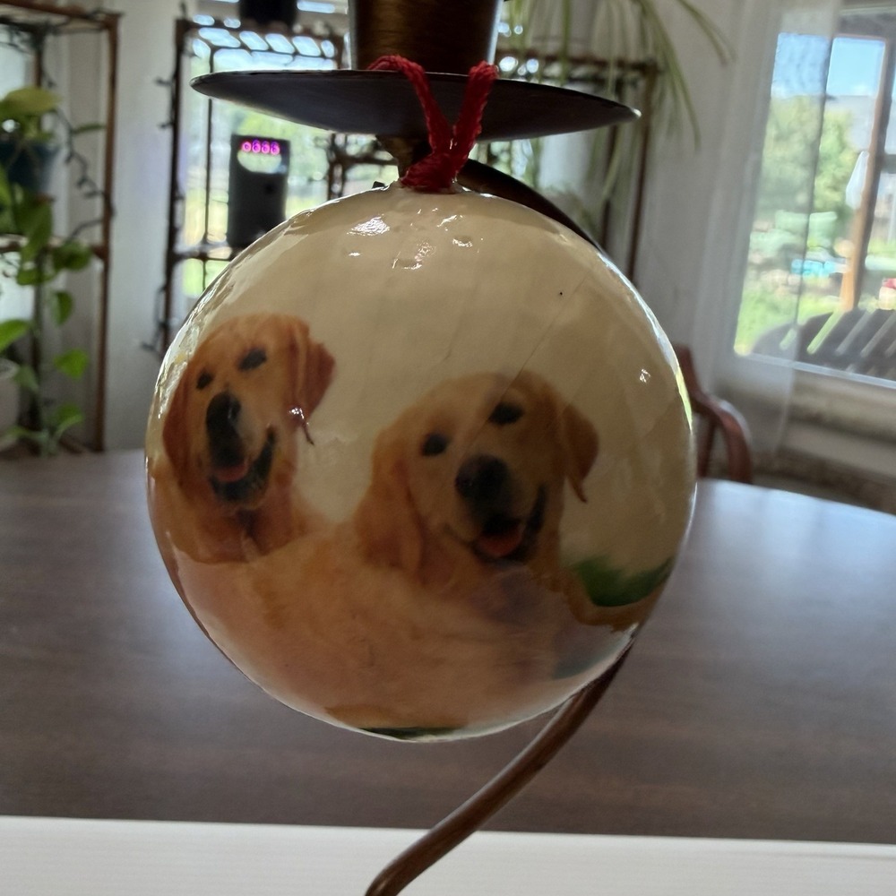 Vintage Golden Retriever Christmas Ornaments Set Of 2 Dog Holiday Decor